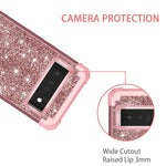 Lontect Compatible With Google Pixel 6 Pro Case Glitter Sparkly Bling Shockproof Heavy Duty Hybrid Sturdy High Impact Protective Cover Case For Google Pixel 6 Pro 2021 Shiny Rose Gold