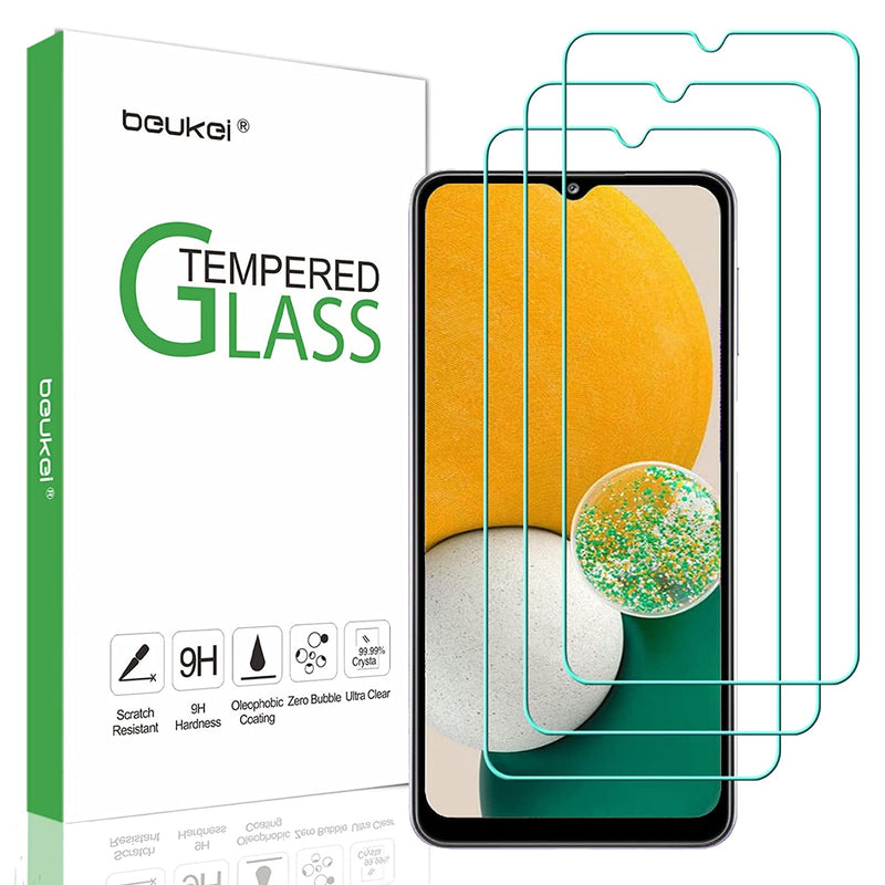 3 Pack Beukei Compatible For Samsung Galaxy A13 And Galaxy A13 5G Screen Protector Tempered Glass 6 5 Inch Touch Sensitive Case Friendly 9H Hardness
