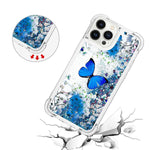 Caiyunl For Iphone 13 Pro Max Case With Tempered Glass Screen Protector Glitter Bling Floating Liquid Sparkle Quicksand Cute Women Girls Protective Soft Tpu Cover For Iphone 13 Pro Max Blue Butterfly