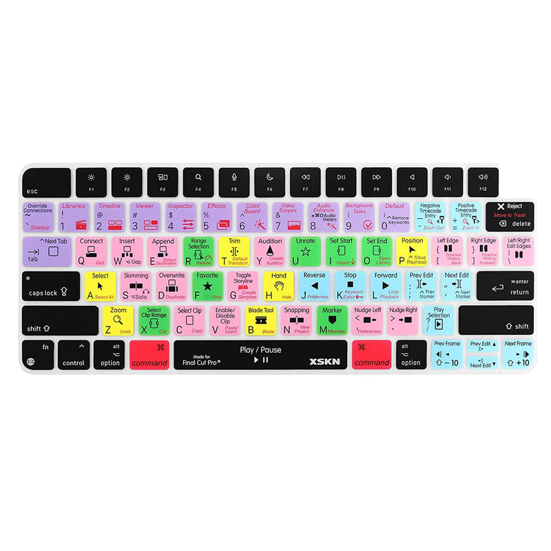 Shortcut And Language Seriers Silicone Keyboard Cover Skin For 2021 New M1 Chip Imac Magic Keyboard With Touch Id A2449 With Lock Key A2450 Without Numeric Keypad Us Version Final Cut Pro