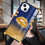Fiyart Designed For Iphone 13 Pro Max Case Golden Lips Luxury Square Stylish Retro Cover For Iphone 13 Pro Max 6 7 Inch 2021