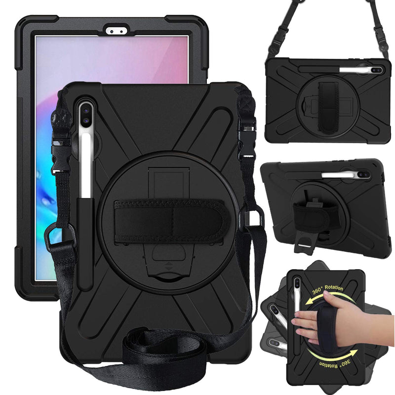 New Galaxy Tab S6 10 5 Case Heavy Duty Shockproof Protective Case With 360 Rotate Hand Strap Kickstand For Samsung Galaxy Tab S6 10 5 Inch 2019 Release S