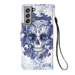 Isadenser Compatible With Samsung S21 Fe 5G Case Galaxy S21 Fe 5G Flip Case Wallet Stand Credit Cards Slot Cash Pockets Pu Leather Flip Wallet Case For Samsung Galaxy S21 Fe 5G 3D Blue Skull Yb