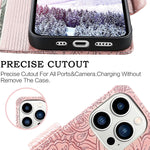 Petocase For Iphone 13 Pro Wallet Case Embossed Mandala Floral Leather Folio Flip Wristlet Shockproof Protective Id Credit Card Slots Holder Cover For Iphone 13 Pro 6 1 Rose Gold