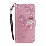 Cotdinfor Compatible With Iphone 13 Pro Max Case Glitter Wallet Case For Women Leather Crystal Owl Embossed With Card Slots And Stand Flip Shockproof Case For Iphone 13 Pro Max 6 7 Inch Rose Gold Yk