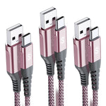 Usb Type C Cable 3 1A Fast Charging 3 Pack 3 3Ft Sweguard Usb A To Usb C Charger Nylon Braided Cord For Samsung Galaxy S21 S20 S10 S9 S8 Plus Note 20 10 9 8 7 A71 A51 A32 Lg Moto Ps5 Pink