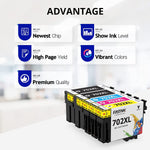 Ink Cartridge Replacement For Epson 702Xl 702 Xl T702 T702Xl High Yield To Used With Workforce Pro Wf 3720 Wf 3730 Wf 3733 Printer 5 Packs1 Black 1 Cyan 1 Mage