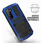 Jingangyu Samsung S22 Ultra 5G Metal Case With Kickstand Screen Protector Case Sturdy Military Armor Durable Full Body Heavy Duty Shockproof Drop Tested Outdoor Case For Samsung S22 Ultra 5G Blue