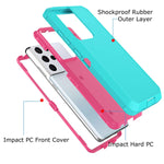 Hisdou Compatible For Samsung Galaxy S21 Ultra Case For Samsung Galaxy S21 Ultra Protective Phone Case Heavy Duty Full Body Shock Absorbing Rubber Hybrid Sturdy Phone Case Cover Turquoise
