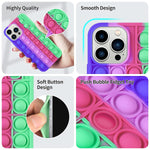 Aemotoy Compatible With Iphone 13 Pro Max Bubble Pop Phone Case Push Fidget Sensory Toys Soft Silicone Gel Rubber Cover Stress Reliever For Women Girls 6 7 Inch Blue