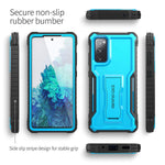 Exoguard Samsung Galaxy S20 Fe 5G Case Rubber Shockproof Full Body Cover Case Built In Screen Protector With Kickstand For Samsung S20 Fe 5G Phone Blue
