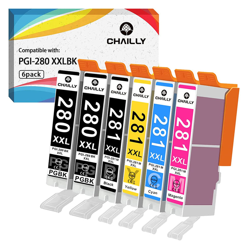 6Pack Compatible Ink Cartridges Replacement For Canon Pgi 280Xxl Cli 281Xxl Used For Pixma Tr7520 Tr8520 Ts9120 Ts6220 Ts6120 2 Pgbk 1 Black 1 Cyan 1 Magenta 1