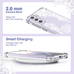 Cutebe Cute Clear Crystal Case For Samsung Galaxy S21 Fe 5G 6 4 Inch 2022 Released Shockproof Series Hard Pc Tpu Bumper Yellow Resistant Protective Cover For Women Girlswhite Floral