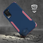 Exocase Galaxy S21 5G Case Armor Shield Series Full Body Dual Layer Slim Rugged Phone Case Cover For Samsung Galaxy S21 Without Built In Screen Protector Navy Blue Pink