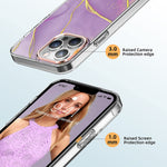Jifeijidian Case For Iphone 13 Pro Max 6 7 Marble Cute Pattern Design Glossy Glitter Protective Cases Sparkle Slim Stylish Thin Phone Cover Shockproof Bumper Women Men Girl Back Shell Purple