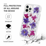Guppy Compatible With Iphone 13 Pro Max Flower Case For Women Luxury Elegant Silver Foil Leaf Pressed Dry Real Floral Crystal Soft Silicone Rubber Slim Protective Cover 6 7 Purple Ql3302 I13Pm 2