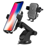 Salex Universal Phone Holder For Car Dashboard Windshield Air Vent Desk Black Adjustable Cell Phone Clamp Mount With Clip And Suction Cup Rotatable Mobile Bracket For Gadgets Smartphones Gps