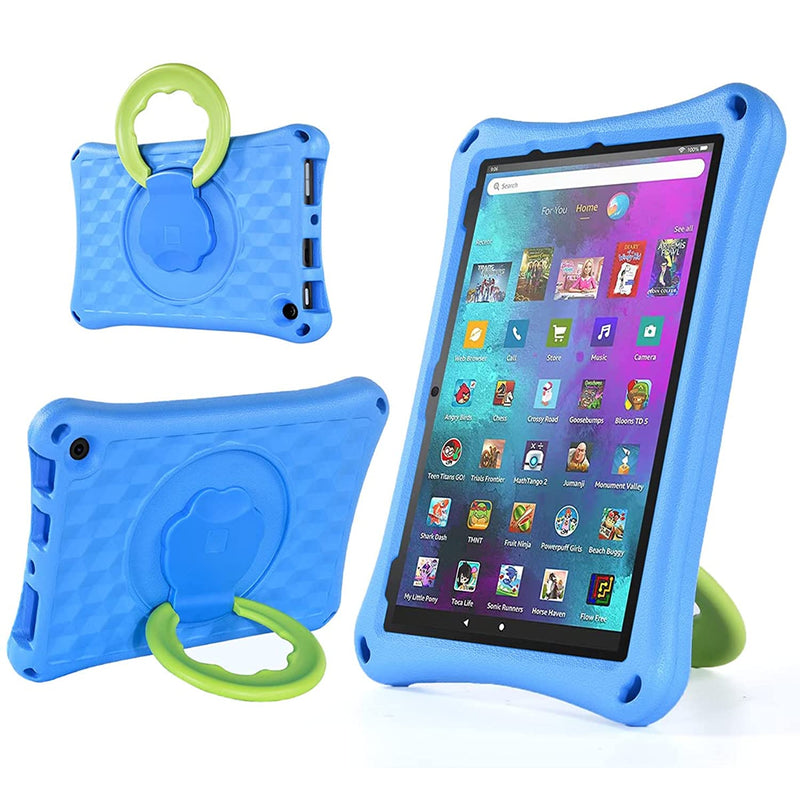 All New Fire Hd 10 Fire Hd 10 Plus Tablet Case For Kids2021 Release 11Th Generation Lightweight Eva Kids Friendly Shockproof 360 Rotating Grip Handle Folding Stand Cover For Kids Blue