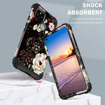 Lontect For Google Pixel 5 Case Floral 3 In 1 Heavy Duty Hybrid Sturdy High Impact Shockproof Protective Cover Case For Google Pixel 5 6 Inches Dsiplay 2020 White Flower Black