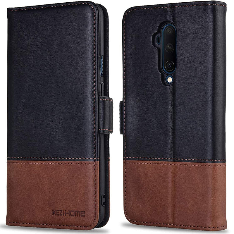 Kezihome Oneplus 7T Pro Case Oneplus 7T Pro Wallet Case Rfid Blocking Genuine Leather Wallet Flip Folio Case Cover With Card Slot Stand Holder Magnetic Closure For Oneplus 7T Pro Black Brown