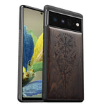 Carveit Wood Case For Pixel 6 Case Hard Real Wood Soft Black Tpu Shockproof Hybrid Protective Cover Unique Classy Wooden Case Compatible With Google Pixel 6 Vegvisir Viking Compass Blackwood
