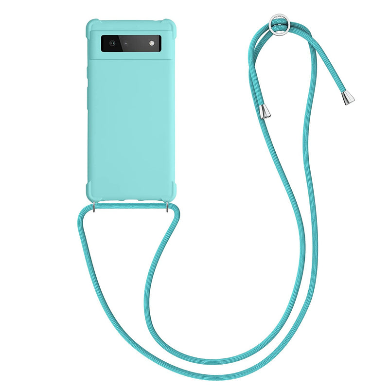 Kwmobile Case Compatible With Google Pixel 6 Crossbody Case Soft Matte Tpu Phone Holder With Neck Strap Light Blue