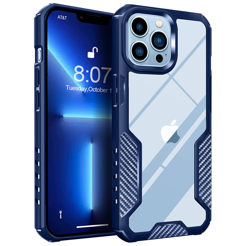 Mtvoox Compatible With Iphone 13 Pro Case Clear Shockproof Heavy Duty Military Grade Phone Case Slim But Protective Carbon Fiber Designed For Iphone 13 Pro Case Cover 6 1 Inch 2021 Blue