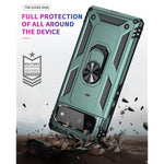 Jusy Case For Google Pixel 6 Pro With Ring Holder Kickstand And Metal Plate For Car Mount With 1 Camera Protector Double Layer Protection Google Pixel 6 Pro For Men Green