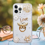 Guppy Compatible With Iphone 13 Pro Max Women Girl Pearl Flowers Case Luxury Bling Glitter Diamond Crown Love Shiny Sparkle Butterfly 6 7 Inch Ql3246 I13Pm 1