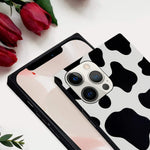 Guppy Compatible With Iphone 12 Pro Max Square Case Luxury Cute Cow Print Black White Spots Cool Animal Skin Pattern Reinforced Corner Ultra Slim Lightweight Soft Bumper Protective Case 6 7 Inch