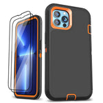 Horigay Designed For Iphone 13 Pro Max Case 6 7 Inchwith 2 Tempered Glass Screen Protector Rugged Heavy Duty Military Grade Cover Drop Proof Shockproof Protection Phone Caseblack Orange