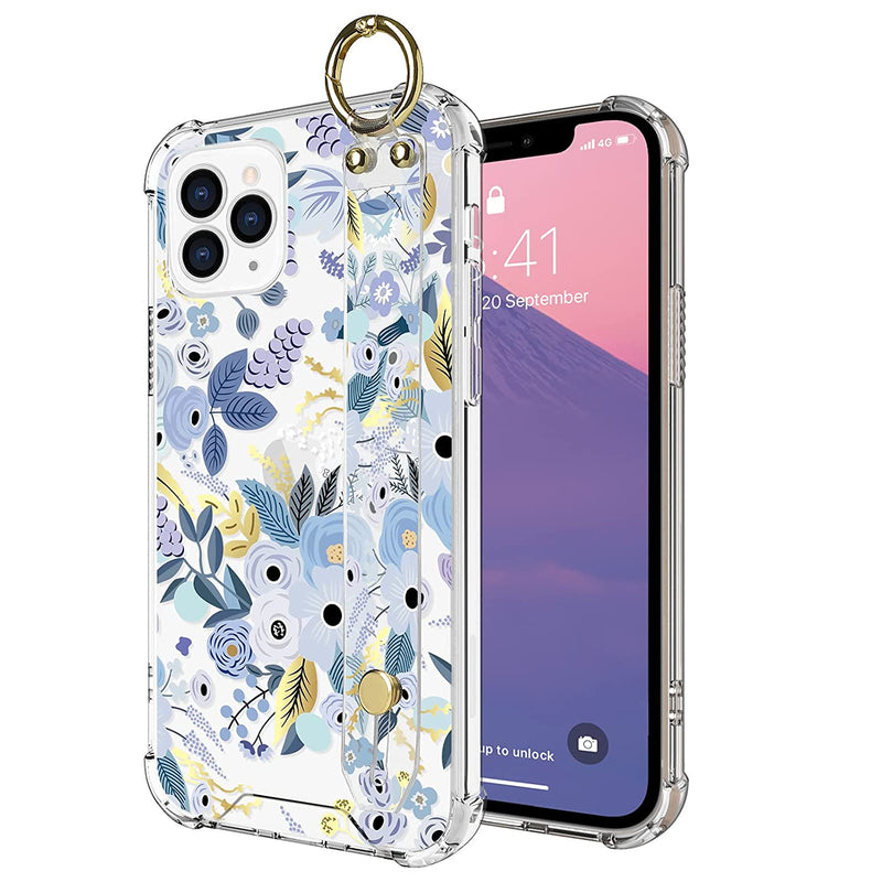Lsl Case Compatible With Iphone 13 Pro Clear Cute Floral Wrist Strap Kickstand Design For Women Girls Anti Collision Shockproof Bumper Protective Cover For Iphone 13 Pro Case Purple Flower