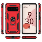 Coveron Ring Designed For Google Pixel 6 Case Rugged Phone Cover Magnetic Mount Compatible Red