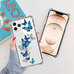 Bonoma Compatible Iphone 13 Pro Case 6 1 In 2021 Clear With Cute Pattern Designs For Girls Women Hard Pc And Soft Tpu Cover Protective Phone Case With Screen Protectorblue Butterfly