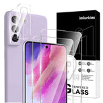 2 2Imluckies 2 Pack Screen Protector For Samsung Galaxy S21 Fe With 2 Pack Camera Lens Protector Tempered Glass Film Anti Scratch 9H Hardness Case Friendly Camera Protection