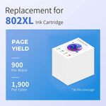 Ink Cartridge Replacement For Epson 802Xl 802 Xl 802 For Workforce Wf 4720 Wf 4730 Wf 4734 Wf 4740 Ec 4020 Ec 4030 4040 Printerblack Cyan Magenta Yellow 5P