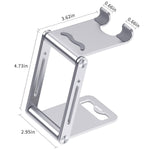 Adjustable Cell Phone Stand Loosloon Aluminum Fully Foldable Portable Desktop Phone Holder Dock For Desk Compatible With Iphone 12 11 Pro 2021 Ipad All Mobile Smart Phones Kindle Tablet 4 11 Silver