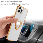 Compatible With Iphone 13 Pro Case Clear Shockproof Silicone Phone Cases With Ring Holder Magnetic Kickstand Thin Soft Tpu Protective Cover Gold
