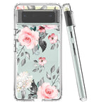 New For Google Pixel 6 Pro Case Clear Pink Flower Floral For Women Girls P