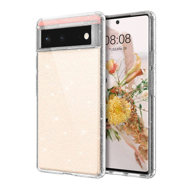 Domaver Google Pixe 6 Case Clear Glitter Anti Slip Flexible Slim Shockproof Durable Protective Cover For Google Pixel 6 6 4 Inch
