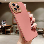 Lafunda Compatible For Iphone 13 Pro Case Plating Cases For Women Girls Luxury Cute Electroplated Golden Edge Shockproof Tpu Bumper With Silicone Camera Protective Phone Cover For Iphone 13 Pro Pink