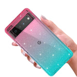 New Google Pixel 6 Case Hybrid Glitter Sparkle Transparent Colorful Gradi