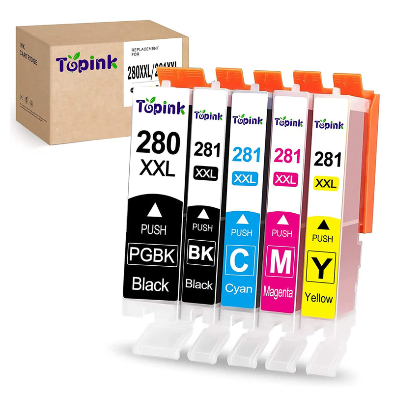 Topink Compatible Ink Cartridge Replacement For Canon Pgi 280Xxl Cli 281Xxl 280 Xxl 281 Xxl To Use With Pixma Tr7520 Tr8520 Ts6120 Ts6220 Ts6320 Ts8120 Ts9120 T