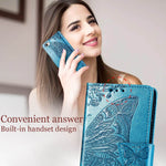 Wallet Case For Iphone Se 2020 Se 2022 Iphone 8 Iphone 7 Women Butterfly Embossed Pu Leather Kickstand Credit Card Holder Slots Wrist Strap Flip Folio Cover For Iphone 7 8 Se 2Nd Se 3Rd Gen Blue