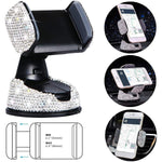 4Pcs Bling Car Vent Phone Mount 3In1 Charging Cable Glasses Clip Mini Hook For Women Girls Favors Silver
