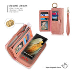 Compatible With Samsung Galaxy S22 Ultra Wallet Case Magnetic Detachable Case Leather Flip Case With 14 Card Slots Kickstand Cover With Wrist Strap Samsung S22 Ultra Pink