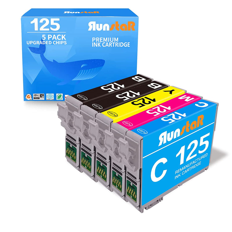 5 Pack 125 Ink Cartridge Replacement For Epson 125 T125 For Nx125 Nx127 Nx130 Nx230 Nx420 Nx530 Nx625 Workforce 320 323 325 520 Printer 2 Black 1 Cyan 1 Mage
