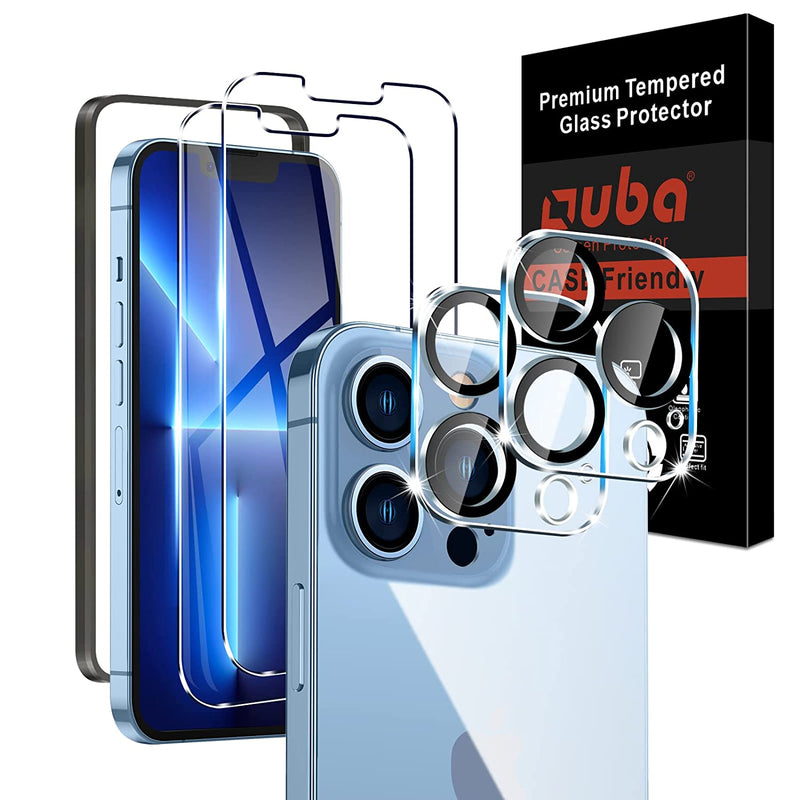 Ouba 2 Pack Screen Protector For Iphone 13 Pro 6 1 With 2 Packs Camera Lens Protector 9H Hardness Tempered Glass Easy Installation Tray Case Friendly Hd Ultra Thin