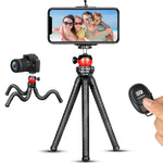 Flexible Phone Tripod For Iphone Android Gopro Camera Portable Adjustable Phone Tripod Stand Holder With Wireless Remote For Selfies Vlogging Live Streaming Video Recording Makeup Adventure