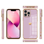 L Fadnut Compatible With Iphone 13 Pro Case For Women Girls Cute Bling Heart Design Plating Bumper Shockproof Slim Fit Soft Tpu Silicone Protective Cover For Iphone 13 Pro Phone Case Purple